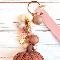 NEW Lenora Dame Chocolate Brown Crocheted Pumpkin Bag Charm