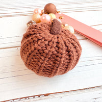 NEW Lenora Dame Chocolate Brown Crocheted Pumpkin Bag Charm
