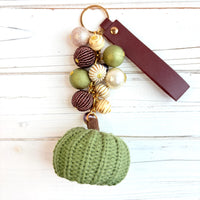 NEW Lenora Dame Sage Crocheted Pumpkin Bag Charm