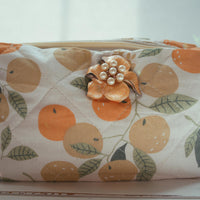 Lenora Dame One-of-a-Kind Orange Quilted Cosmetic / Makeup bag
