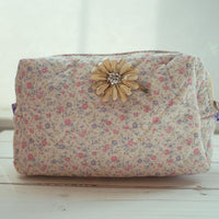 Lenora Dame One-of-a-Kind Stylized Daisy Quilted Cosmetic / Makeup bag