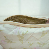 Lenora Dame One-of-a-Kind floral and leaf print Quilted Cosmetic / Makeup bag