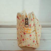 Lenora Dame One-of-a-Kind Brass-toned Daisy Quilted Cosmetic / Makeup bag