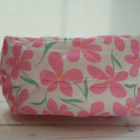 Lenora Dame One-of-a-Kind Pink Floral Quilted Cosmetic / Makeup bag