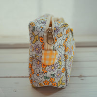 Lenora Dame One-of-a-Kind Lilac Daisy Quilted Cosmetic / Makeup bag