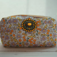 Lenora Dame One-of-a-Kind Lilac Daisy Quilted Cosmetic / Makeup bag