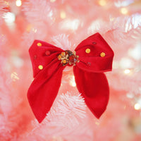 Lenora Dame One-of-a-Kind Christmas Morning Garnet Hair Bow