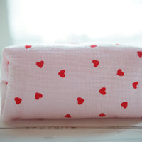 Lenora Dame One-of-a-Kind Quilted Heart Print Cosmetic / Makeup bag