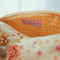 Lenora Dame One-of-a-Kind Brass-toned Daisy Quilted Cosmetic / Makeup bag