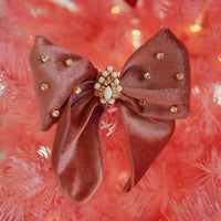 Lenora Dame One-of-a-Kind Christmas Morning Mauve Hair Bow