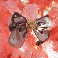 Lenora Dame One-of-a-Kind Christmas Morning Grey Beige Hair Bow