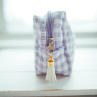 Lenora Dame One-of-a-Kind Quilted Lavender Cosmetic / Makeup bag