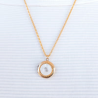 Lenora Dame White button locket necklace