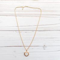 Lenora Dame White button locket necklace