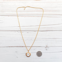 Lenora Dame White button locket necklace