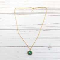 Lenora Dame Evergreen button locket necklace