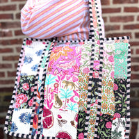 Lenora Dame Quilted Patchwork Tote Bag-Large