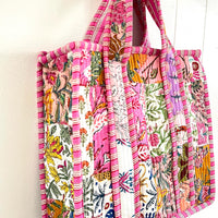 Lenora Dame Quilted Patchwork Tote Bag- Small