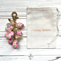 Lenora Dame Spring Egg Bag Charm - Pink & Iridescent
