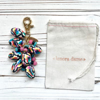 Lenora Dame Spring Egg Bag Charm - Teal, Pink, & Black