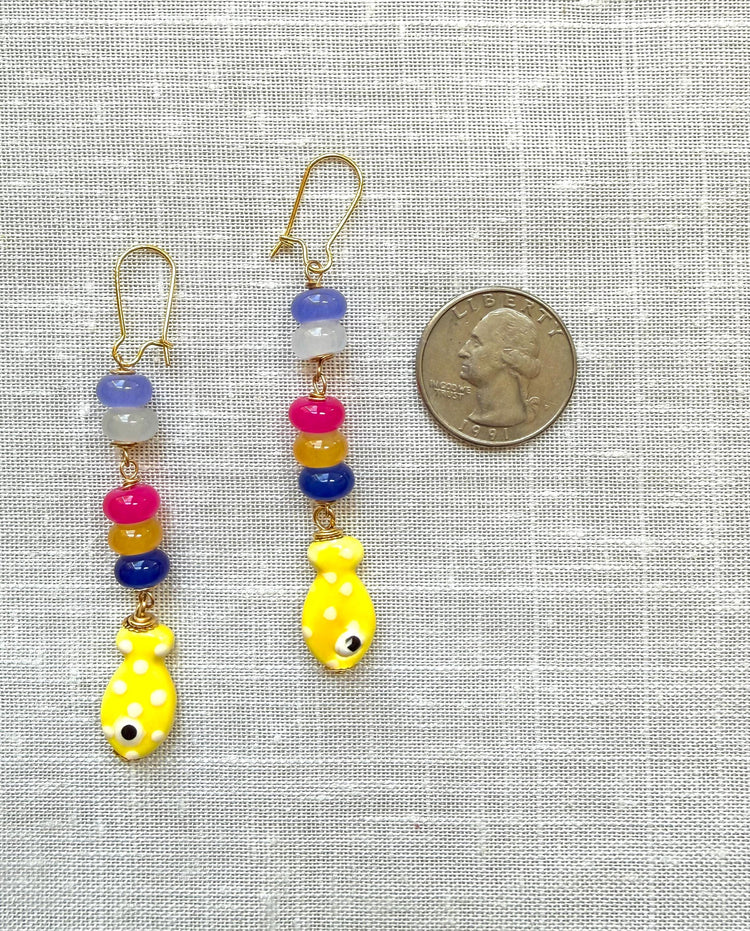 Lenora Dame Yellow Fish Earrings