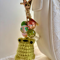 Lenora Dame Crochet Frog Bag Charm-3 Color Options