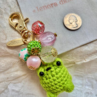 Lenora Dame Crochet Frog Bag Charm-3 Color Options