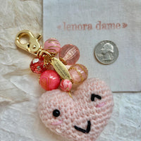 Lenora Dame Crochet Heart Bag Charm-3 Color Options