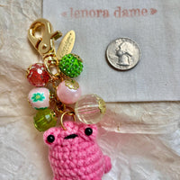 Lenora Dame Crochet Frog Bag Charm-3 Color Options