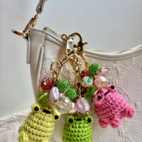 Lenora Dame Crochet Frog Bag Charm-3 Color Options
