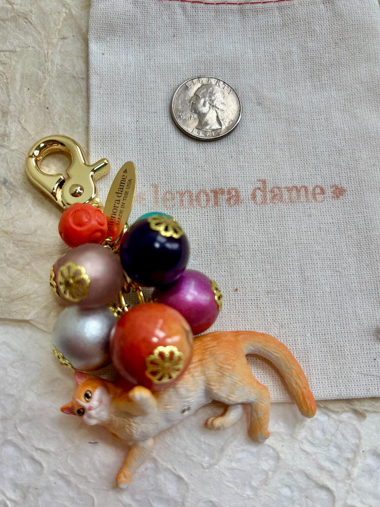 One-Of-A-Kind! Lenora Dame Orange Cat Bag Charm