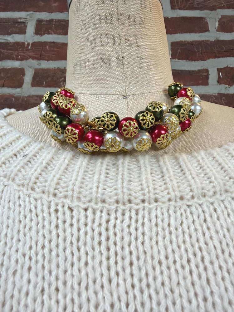 Lenora Dame Holiday Pearl Cluster Necklace