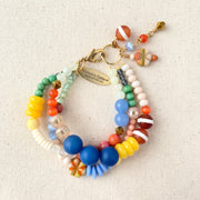 Folk Art Glass Beaded Three-Strand Bracelet