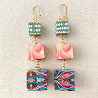 Folk Art Collection Found Objects Wooden Bead Earrings