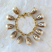 Classic Bead Cap Charm Bracelet - Shiny Cream Pearl