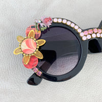 Folk Art Nancy Embellished Round Sunglasses