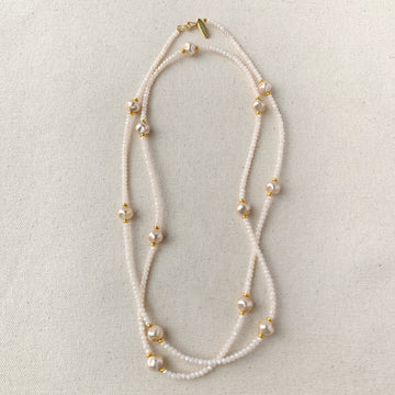 Blush Pearl Delicate Long Necklace