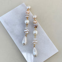 Magnolia Collection Pearl and Agate Chandelier Earrings