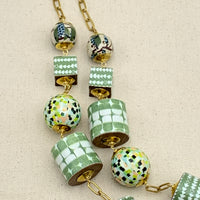 Folk Art Linked Wooden Bead Necklace