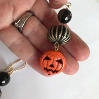 Lenora Dame Black Pumpkin Halloween Earrings