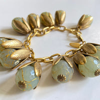 Lenora Dame Lucite Frost with Golden Squiggle Bead Cap Bracelet
