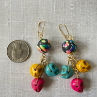 Lenora Dame Floral Sugar Skull Earrings - Halloween Earring - Skull Earring
