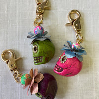 Lenora Dame Sugar Skull Keychain Charm - Purse Charm - Choice of 3 Colors