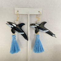 Lenora Dame Orca Whale Tassel Earrings