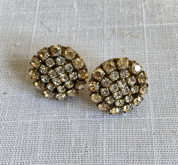 Lenora Dame Rhinestone Earrings in Light Golden