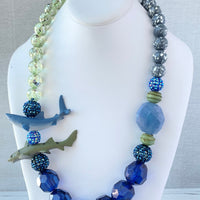 Lenora Dame Shark Necklace in Cobalt