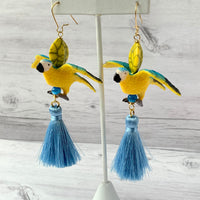 Lenora Dame Macaw Tassel Earrings