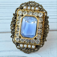 Lenora Dame Vintage Givre Glass Statement Ring in Light Periwinkle