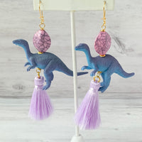 Lenora Dame Colorblock Iguanodon Tassel Earrings