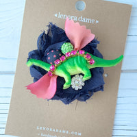 Lenora Dame Dino-Mite Dinosaur Barrette in Verbena